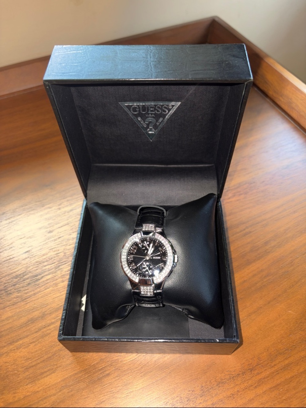 Guess Black Dial Crystal Bezel Women's Watch